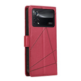 For Xiaomi Poco X4 Pro 5G PU Genuine Leather Texture Embossed Line Phone Case(Red)