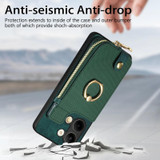 For OPPO Reno9 Cross Leather Ring Vertical Zipper Wallet Back Phone Case(Green)