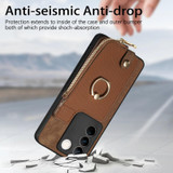 For vivo S16 Cross Leather Ring Vertical Zipper Wallet Back Phone Case(Brown)
