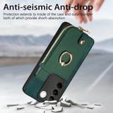 For vivo S16 Cross Leather Ring Vertical Zipper Wallet Back Phone Case(Green)