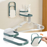 Double Layer Punch Free Wall Clothes Hanger Hooks Storage Organiser Rack(Green)