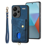 For Xiaomi Redmi Note 13 Pro+ Retro Card Wallet Fold Leather Phone Case with Strap(Blue)