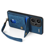 For Xiaomi Redmi Note 13 Pro+ Retro Card Wallet Fold Leather Phone Case with Strap(Blue)