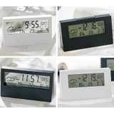 LCD Electronic Desk Clock Digital Display Multifunctional Temperature And Humidity Meter Alarm Clock, Model: 2158L With Light Black