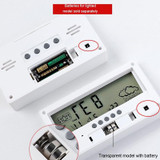 LCD Electronic Desk Clock Digital Display Multifunctional Temperature And Humidity Meter Alarm Clock, Model: Transparent White