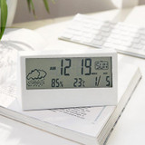 LCD Electronic Desk Clock Digital Display Multifunctional Temperature And Humidity Meter Alarm Clock, Model: 2158L With Light White