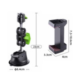 Single Suction Cup Pea Clamp Arm Holder 23cm with Elastic Phone Clamp