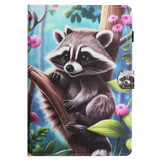 For Samsung Galaxy Tab A 10.1 2019 Colored Drawing Stitching Leather Tablet Smart Case(Raccoon)