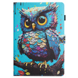 For Samsung Galaxy Tab S5e Colored Drawing Stitching Leather Tablet Smart Case(Owl)