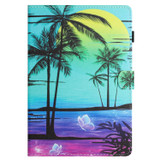 For Samsung Galaxy Tab A 10.1 2019 Colored Drawing Stitching Leather Tablet Smart Case(Coconut Tree)