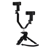 Smartphone Live Broadcast Bracket Grip Folding Tripod Holder Kits with 2x Phone Clips , For iPhone, Galaxy, Huawei, Xiaomi, HTC, Sony, Google and other Smartphones