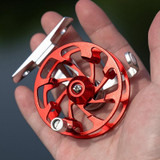 Ice Fishing Raft Reel Fly Reel With Base All Metal Hollow Fishing Tackle, Spec: 50mm Red