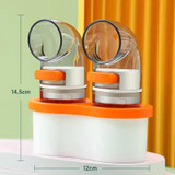 Home Kitchen Quantitative Salt Control Seasoning Jar, Color: 2pcs Orange With Base