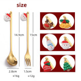 2pcs /Pack Christmas Mixing Spoon Fruit Fork With Pendant Flatware, Style: Elk (Blue Box)