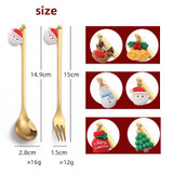 6pcs /Pack Christmas Mixing Spoon Fruit Fork With Pendant Flatware, Style: Spoon Fork