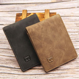 MenBense Men Short Wallet Retro Frosted Multi Card Wallet(Brown)