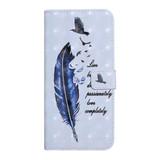 For OPPO Reno8 Oil Embossed 3D Drawing Leather Phone Case(Blue Feather)