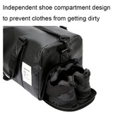 PU Leather Travel Fitness Bag Yoga Sport Training Bag with Shoe Compartment(Black)