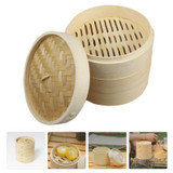 Bamboo Bun Steamer Food Veggie Steamer Basket, Size: 27cm Cover