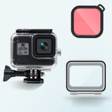 45m Waterproof Case + Touch Back Cover + Color Lens Filter for GoPro HERO8 Black (Pink)