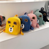 Cartoon Kindergarten Schoolbag Boys And Girls Baby Cute Canvas Shoulder Bag, Color: Bear Pink