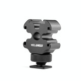 YELANGU YLG0601A A68 3-Head Cold Shoe Mount Adapter Microphone Flash Light Metal Holder Bracket(Black)