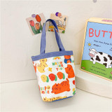 Children Cute Cartoon Canvas Bag Graffiti Bento Bag Parent-Child Handbag, Style: Model 2 (Blue)