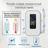 C303B One to One Home Wireless Doorbell Temperature Digital Display Remote Control Elderly Pager, UK Plug(White)