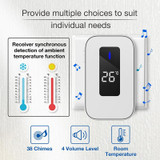 C303B One to One Home Wireless Doorbell Temperature Digital Display Remote Control Elderly Pager, EU Plug(White)