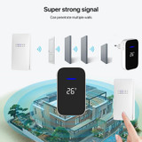 C302B One to One Home Wireless Doorbell Temperature Digital Display Remote Control Elderly Pager, UK Plug(White)