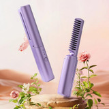 2 In 1 Portable USB Rechargeable Hair Curler Dual Usage Hair Straightening Comb(Pink)