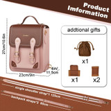 Cwatcun D81 Retro Camera Crossbody Bag Vintage PU Leather Waterproof Camera Handbag(Brown Pink)