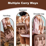 Cwatcun D81 Retro Camera Crossbody Bag Vintage PU Leather Waterproof Camera Handbag(Brown Pink)