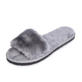 Plush Slippers Fashion Non-slip Soft Couple Slippers, Size:40(Gray)