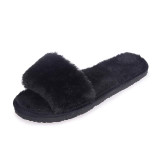 Plush Slippers Fashion Non-slip Soft Couple Slippers, Size:41(Black)