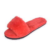 Plush Slippers Fashion Non-slip Soft Couple Slippers, Size:36(Red)