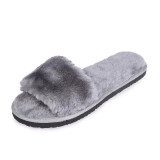 Plush Slippers Fashion Non-slip Soft Couple Slippers, Size:39(Gray)