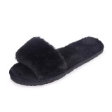 Plush Slippers Fashion Non-slip Soft Couple Slippers, Size:39(Black)