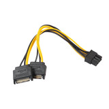 0.2m Full Copper GPU Graphics Card 8Pin Female To Double 15Pin SATA Computer Motherboard Power Transfer Line(Black and Yellow Line)