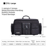 Cwatcun D96 Waist Camera Bag Sling Shoulder Camera Bag, Size:40 x 20 x 22cm(Black)