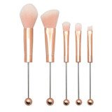 5-in-1  Metal Handle DIY Beaded Makeup Brush Set Blush Loose Powder Slanted Eye Shadow Brush, Color: Rose Gold 