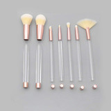 7-In-1  Crystal Makeup Brush Set With Empty Handle Cosmetics Sand Brushes(NO.5 Rose Gold+Yellow)