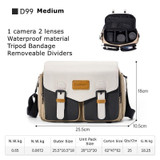 Cwatcun D99 Contrast Color Single Shoulder Camera Bag Outdoor Camera Bag Professional Crossbody Handbag, Size:25.5 x 10.5 x 18cm Medium(Khaki Black)
