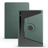 For Samsung Galaxy Tab S8+ X800 Acrylic 360 Degree Rotation Holder Tablet Leather Case(Dark Green)