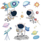 Space Astronaut Cartoon Wall Stickers Children Room Kindergarten Decoration 30x90cm