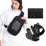 BANGE BG-7718 Mens Satchel Chest Bag Large Capacity Sports Casual Single-Shoulder Backpack(Black)
