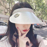 UV Protection Summer Sun Cap Versatile Riding Sun Shield Female Face Shield Hat(White)