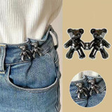 1 Pair Little Bear Clothing Waist Reduction Fixed Buckle Jeans Pants Pins(Silver)
