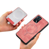 For OPPO Reno8 Z Retro Splitable Magnetic Card Bag Leather Phone Case(Pink)