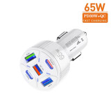 TE-P50 65W PD30W Type-C x 2 + USB x 3 Multi Port Car Charger with 1m Type-C to Type-C Data Cable(White)